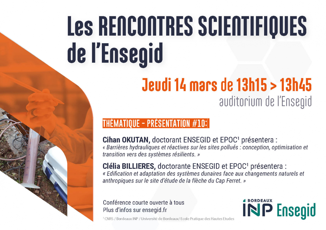 Rencontres Scientifiques #10 de l'ENSEGID : Cihan OKUTAN et Clélia BILLIERES